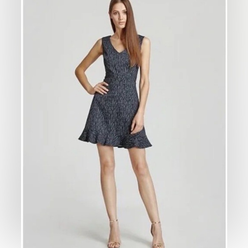 Reiss Lola Frill Hem Blue Cocktail Dress Size 6